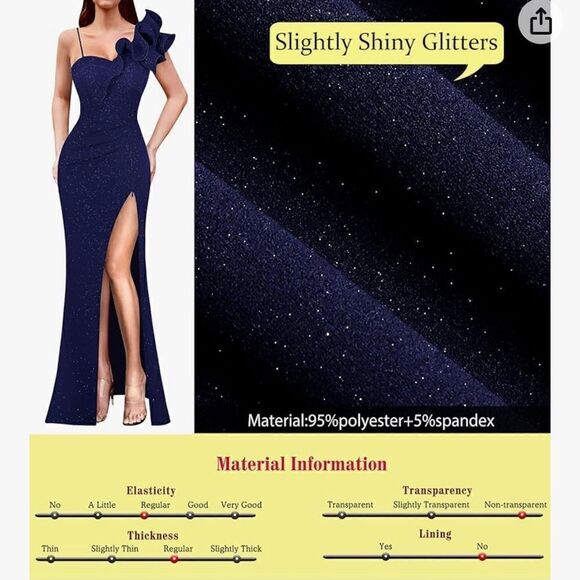 VFSHOW Ruffle One Shoulder Strap Ruched Wedding Maxi Dress V Neck Elegant Split - Picture 15 of 16